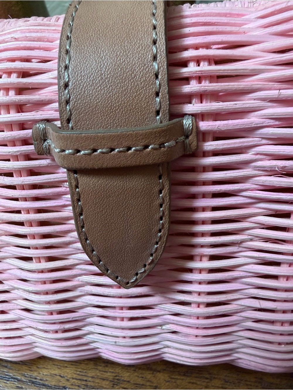 J. Crew Pink Woven Straw
Clutch with Tan Leather Trim - Picture 3 of 10